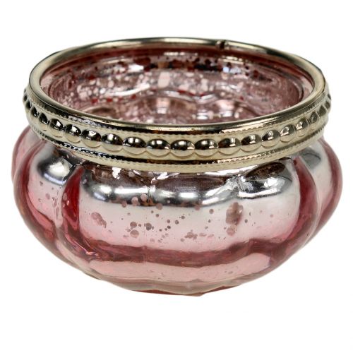 Floristik24 Podgrzewany szklany różowy Ø6cm W3,5cm