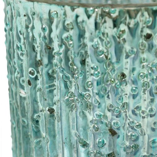 Floristik24 Tea light szklana niebieska latarnia szklana dekoracja świecy 8cm
