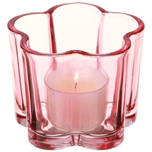 Podgrzewacz tealight kwiat tealight szkło różowe Ø7,5cm wys.6cm 6szt