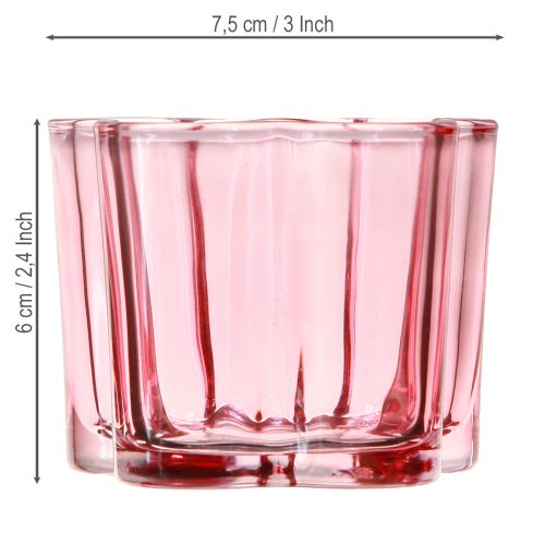 Produkt Podgrzewacz tealight kwiat tealight szkło różowe Ø7,5cm wys.6cm 6szt
