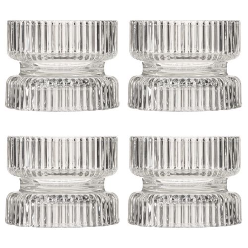Produkt Świecznik na podgrzewacze żebrowane szkło dekoracyjne przezroczyste Ø9cm W7cm 4 szt