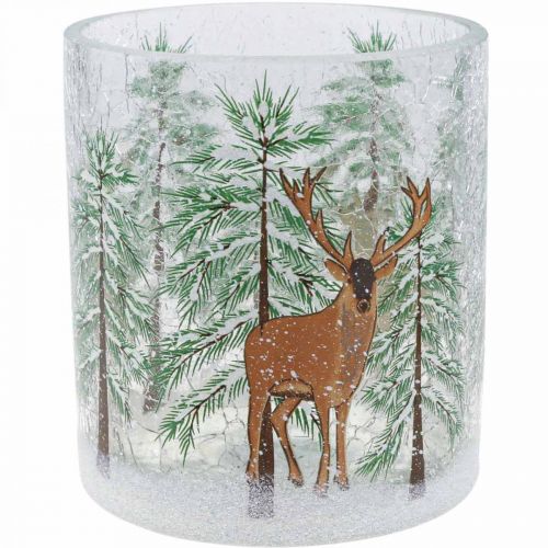 Floristik24 Szklany świecznik na tealighty Christmas crackle Szklanka na tealighty wys. 13 cm