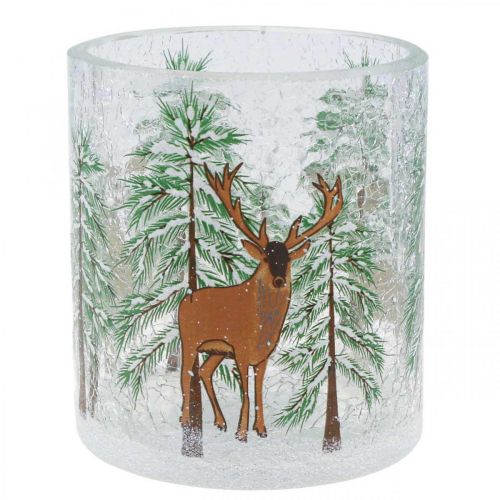 Floristik24 Szklany świecznik na podgrzewacze Christmas Crackle szklany na podgrzewacz H10cm