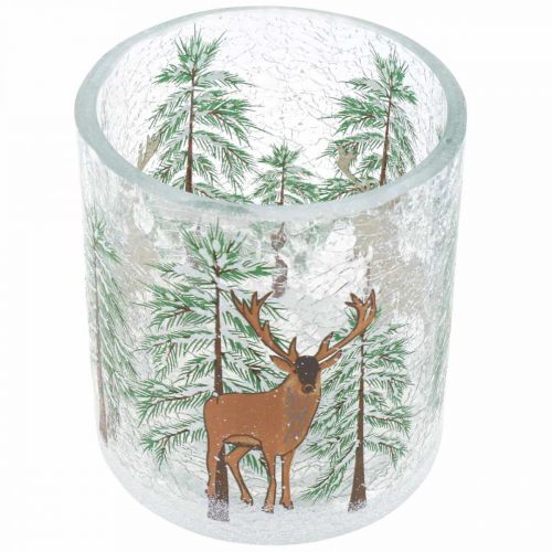 Produkt Szklany świecznik na podgrzewacze Christmas Crackle szklany na podgrzewacz H10cm