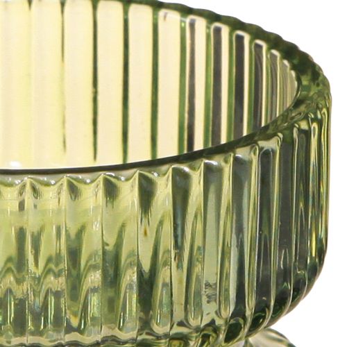 Produkt Świecznik na tealighty szklany dekoracyjny prążkowany zielony Ø9cm W7cm 4 szt