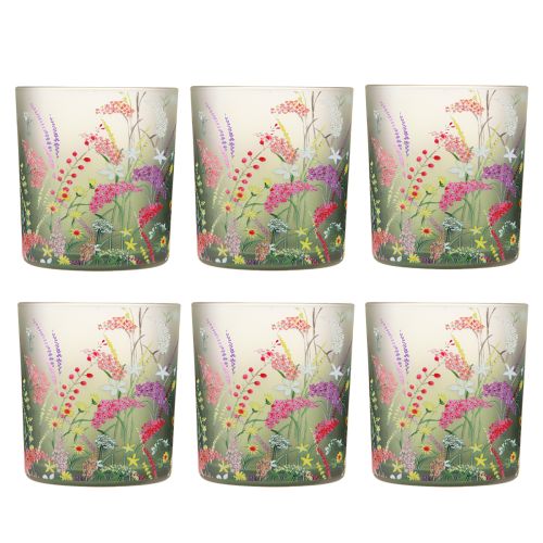 Produkt Świecznik na tealighty szklany wiosenne letnie kwiaty wys. 8cm 6 szt