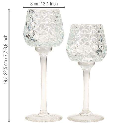 Produkt Szklany świecznik w kształcie stożka z podstawą wys. 19,5/22,5 cm, zestaw 2 szt.