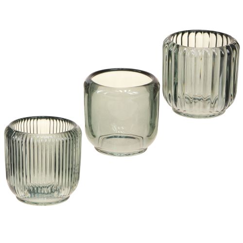 Produkt Podgrzewacz szklany w kolorze szarym z rowkami dekoracyjnymi 8cm 6 szt