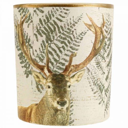 Floristik24 Latarnia szklana świecznik na świecznik szklany jeleń 10cm Ø9cm