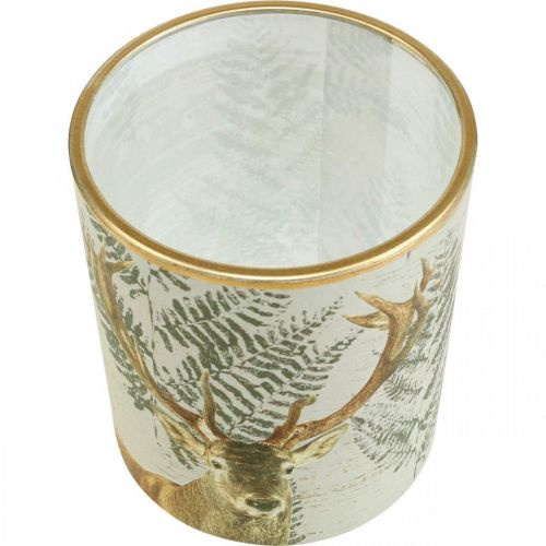Floristik24 Latarnia szklana świecznik na świecznik szklany jeleń 10cm Ø9cm