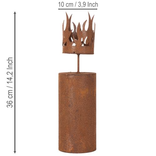 Podgrzewacz w kształcie świecy, dekoracja rdzawa, metal patynowany, wys. 36 cm | Floristik24.pl