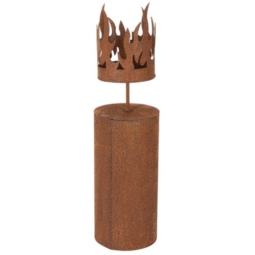 Podgrzewacz w kształcie świecy, dekoracja rdzawa, metal patynowany, wys. 36 cm | Floristik24.pl
