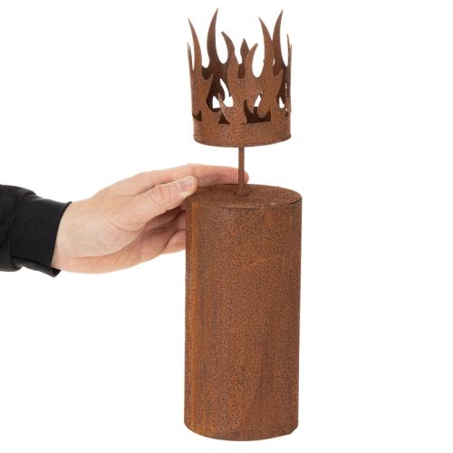 Podgrzewacz w kształcie świecy, dekoracja rdzawa, metal patynowany, wys. 36 cm | Floristik24.pl