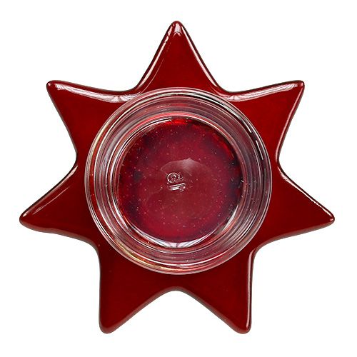 Floristik24 Podstawka pod tealight czerwona w kształcie gwiazdy z kieliszkiem Ø10cm H10,5cm 2szt.