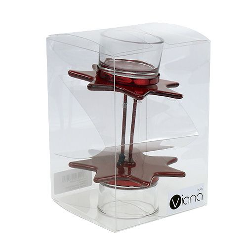Floristik24 Podstawka pod tealight czerwona w kształcie gwiazdy z kieliszkiem Ø10cm H10,5cm 2szt.