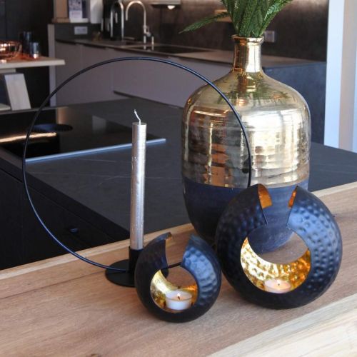 Produkt Świecznik na tealighty czarne złoto dekoracja stołu metal 19×11×17cm