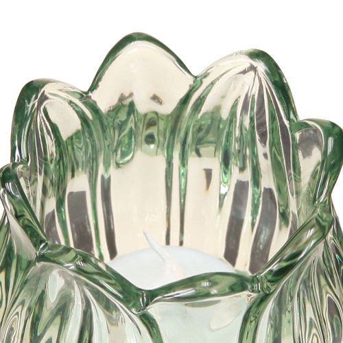 Produkt Podgrzewacz do tealightów szklany tulipan tealight szklany zielony Ø7cm wys.16cm 2szt