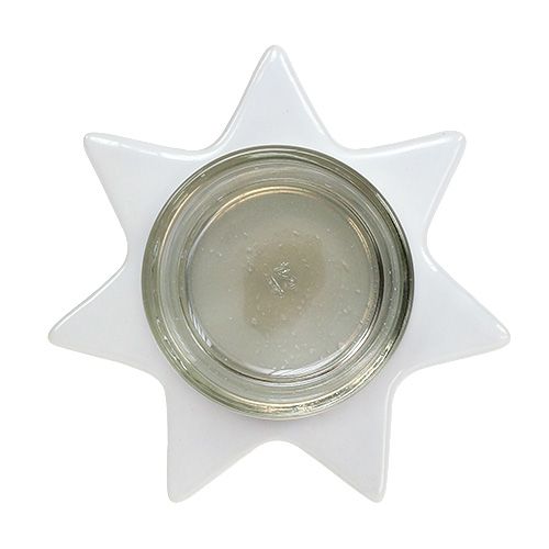 Produkt Podstawka pod tealight biała w kształcie gwiazdy ze szkłem Ø10cm H10,5cm 2szt.