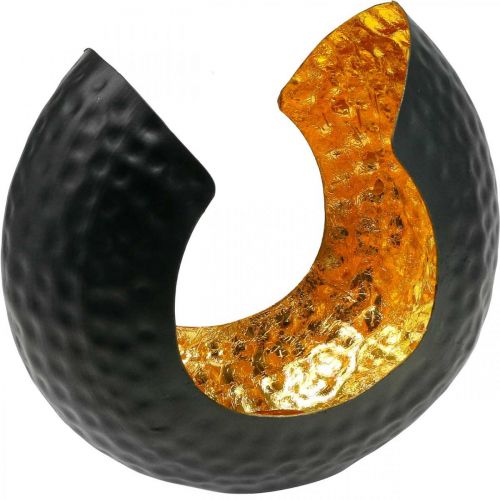 Świecznik na tealighty czarne złoto dekoracja stołu metal 19×11×17cm