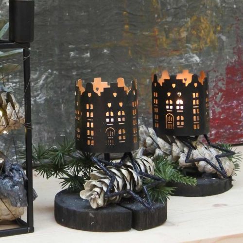 Floristik24 Świecznik City Black Tealight świecznik do przyklejenia Ø8cm