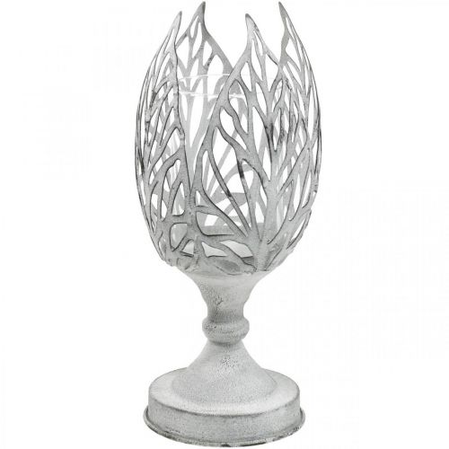 Produkt Latarnia metalowa biała, świecznik na tealighty kwiat Ø13cm W30cm