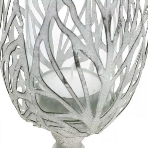 Produkt Latarnia metalowa biała, świecznik na tealighty kwiat Ø13cm W30cm