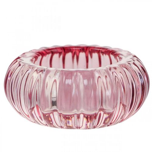 Świecznik na tealighty Szklany świecznik Okrągły Różowy Ø8cm W3,5cm
