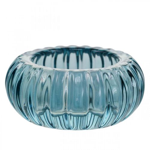 Świecznik na tealighty Szklany świecznik Okrągły Niebieski Ø8cm W3.5cm