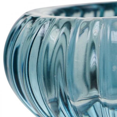 Floristik24 Świecznik na tealighty Szklany świecznik Okrągły Niebieski Ø8cm W3.5cm