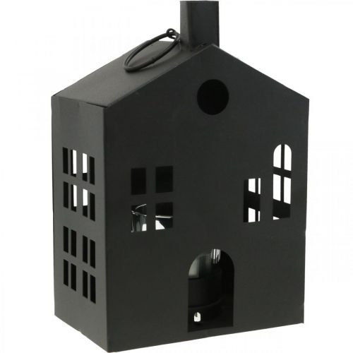 Świecznik na herbatę dom czarny metal, lekki dom Ø4,4cm W18cm
