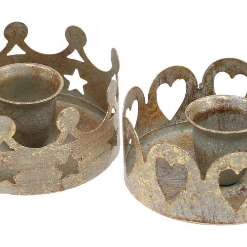 Floristik24 Świecznik metalowy na świece patyczkowe Antique Look Gold Ø7cm 4szt