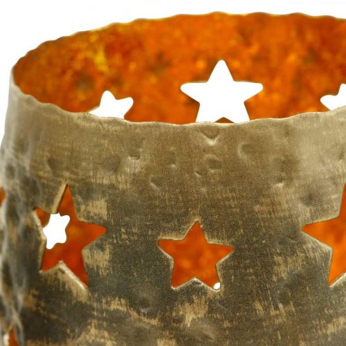 Floristik24 Tealight holder Christmas decoration stars antique optics metal Golden Ø9cm H13cm
