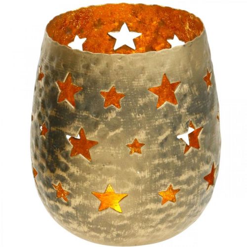 Produkt Tealight holder Christmas decoration stars antique optics metal Golden Ø9cm H13cm