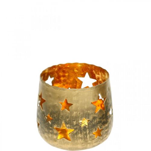 Floristik24 Pojemnik na tealight z gwiazdkami dekoracja świąteczna metal złoty Ø8cm H7cm