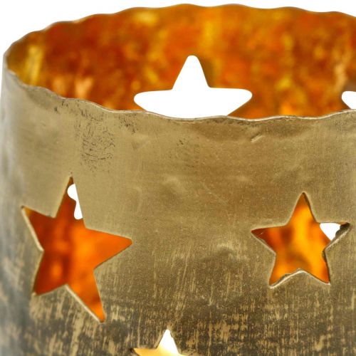Floristik24 Pojemnik na tealight z gwiazdkami dekoracja świąteczna metal złoty Ø8cm H7cm