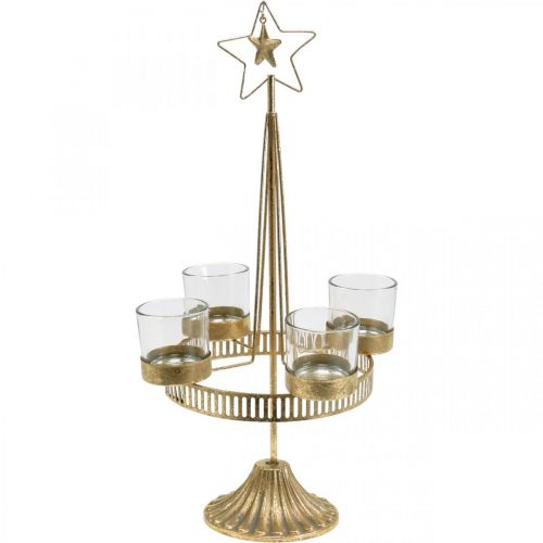 Produkt Świecznik na herbatę cztery szklanki Star Christmas Gold Ø20cm H38.5cm