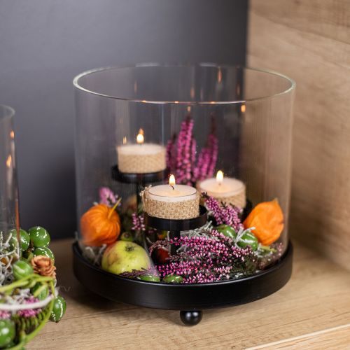 Floristik24 Świecznik na tealight hurricane szkło metal czarny Ø19cm W18cm
