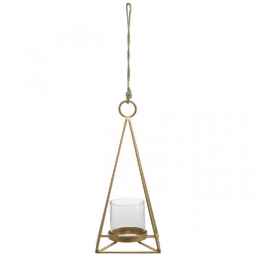Floristik24 Lampion wiszący złoty świecznik do zawieszenia 15×15×38cm