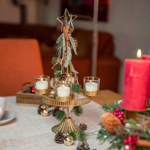 Floristik24 Świecznik na herbatę cztery szklanki Star Christmas Gold Ø20cm H38.5cm