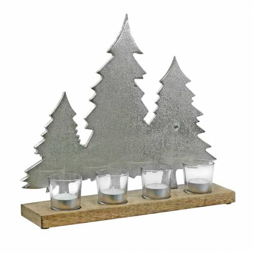 Stojak na tealight Firs Mango, metalowy srebrny 38×34cm 4 słoiki na tealight Stojak na tealight Firs Mango, metalowy srebrny 38×34cm 4 słoiki na tealight