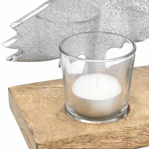 Stojak na tealight Firs Mango, metalowy srebrny 38×34cm 4 słoiki na tealight