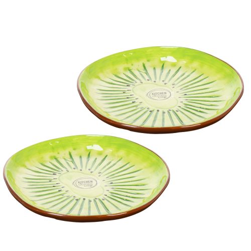 Okrągłe talerze ceramiczne z motywem kiwi, odpowiednie na stół jadalny lub do kuchni, 16 cm, 2 sztuki