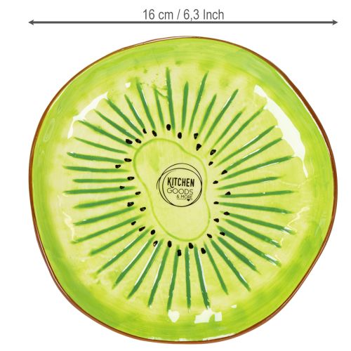 Produkt Okrągłe talerze ceramiczne z motywem kiwi, odpowiednie na stół jadalny lub do kuchni, 16 cm, 2 sztuki