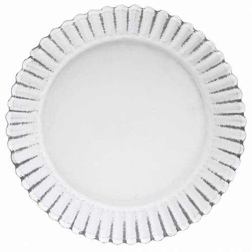 Floristik24 Talerz dekoracyjny naczynie do zapiekania ocynk biały Ø15cm H2cm