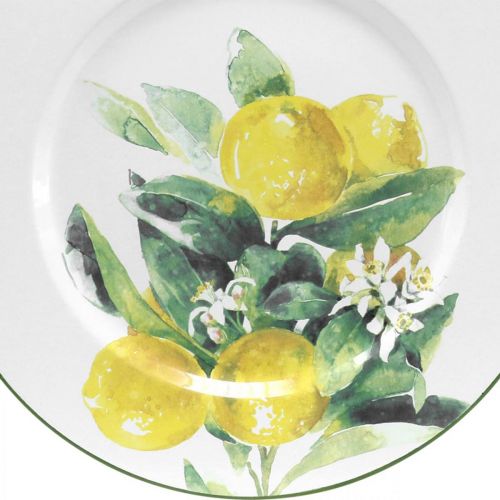 Produkt Talerz dekoracyjny, śródziemnomorski, metalowy talerz z gałązką cytryny Ø34cm