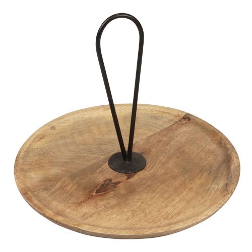 Dekoracyjna taca drewniana Dekoracyjny talerz drewniany z uchwytem Ø30cm W24cm