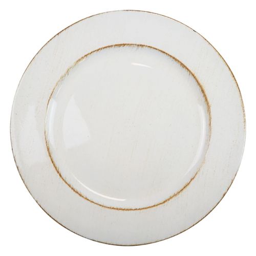 Talerz dekoracyjny okrągły plastikowy retro biały brązowy połysk Ø30cm