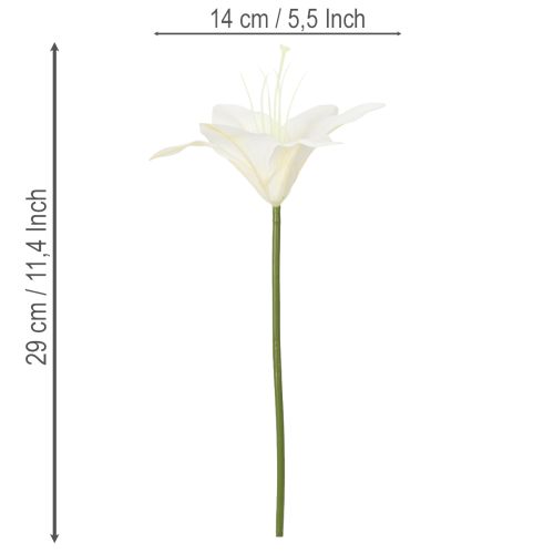 Sztuczne białe kwiaty lilii tygrysiej do wazonów i kompozycji, bukiet 29 cm, 6 sztuk | Floristik24.pl