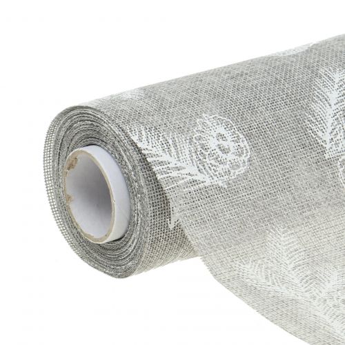 Wstążka na stół z motywem jodły szara 20cm 5m