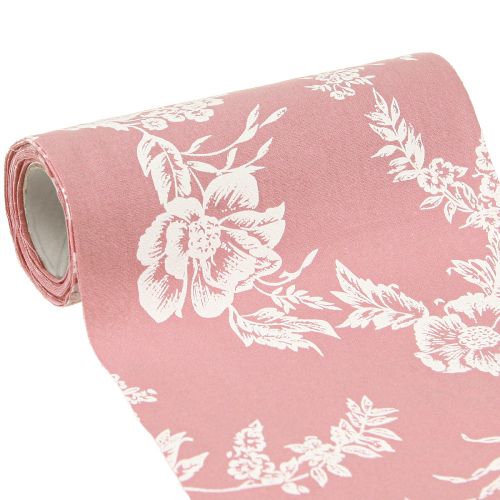Floristik24 Wstążka bieżnik kwiatowy wzór bawełniany różowy 15cm 3m